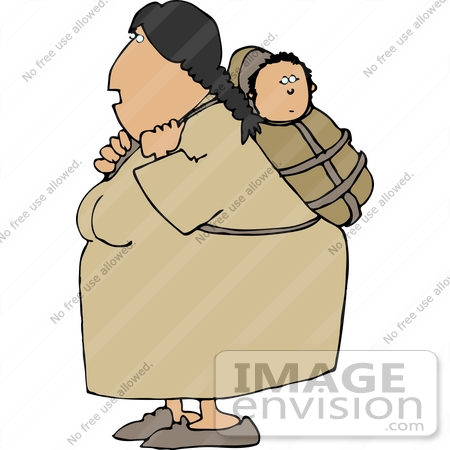 #14629 Native American Indian Mother Woman With Her Baby Papoose Clipart by DJArt