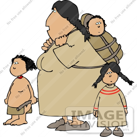 #14635 Native American Indian Mother Woman With Children Clipart by DJArt
