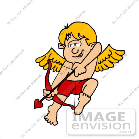 #14642 Blond Cupid Boy With a Heart Shaped Arrow Clipart by DJArt