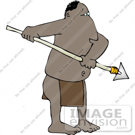 #14657 Native African Man in a Loincloth, Holding a Spear Clipart by DJArt