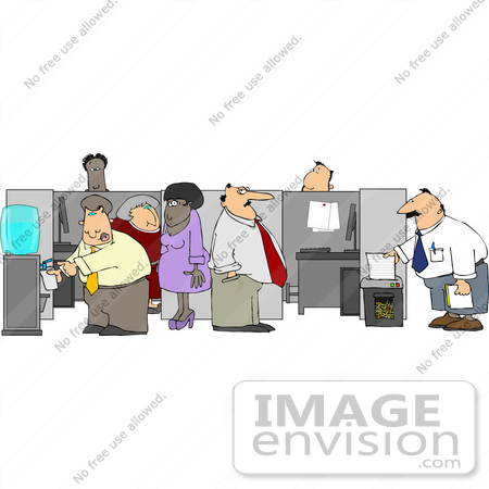 #14659 Group of Employees Working Near Cubicles in an Office Clipart by DJArt