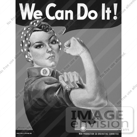 #14673 Picture of We Can Do It! Rosie the Riveter in Black and White by JVPD