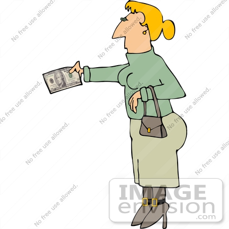 #14742 Woman Holding Money Out in Front of Her Clipart by DJArt