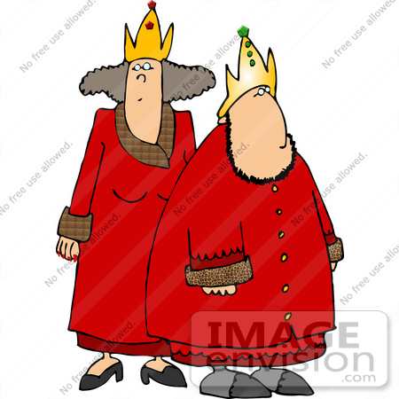 #14745 King and Queen in Red Robes Clipart by DJArt