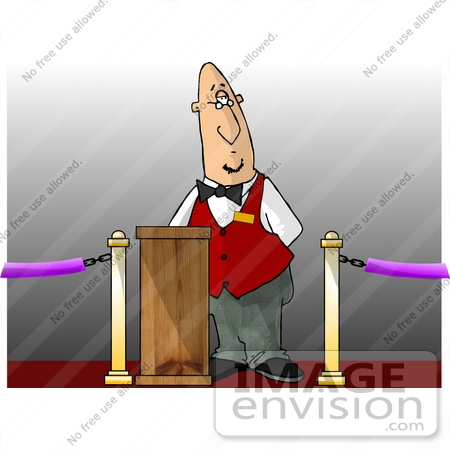 #14749 Movie Ticket Taker Usher Man at a Kiosk in a Movie Theater Clipart by DJArt