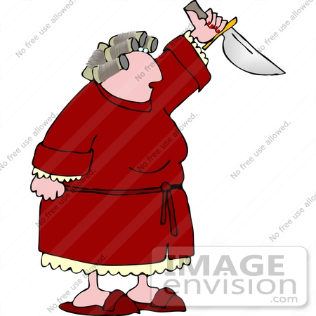 #14782 Angry Woman on PMS, Holding a Knife Clipart by DJArt