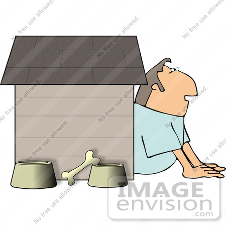 #14784 Man in a Dog House, Marriage Problems Clipart by DJArt