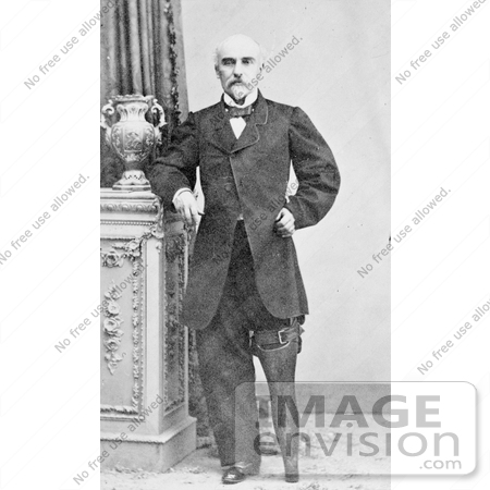 #1479 Photo of General Jose Lopez Uraga With a Peg Leg, Standing by a Column and Vase by JVPD
