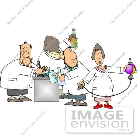 #14815 Group of Scientists Working in a Laboratory Clipart by DJArt