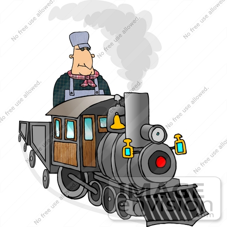 #14834 Train Engineer Man on a Train Clipart by DJArt