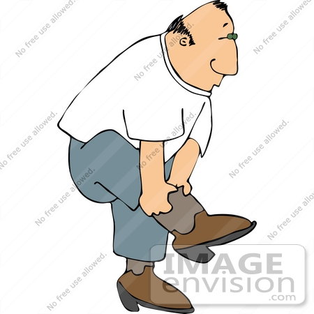 #14942 Man Putting His Boots on Clipart by DJArt
