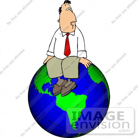 #14972 Successful Business Man Sitting on Top of The World Clipart by DJArt