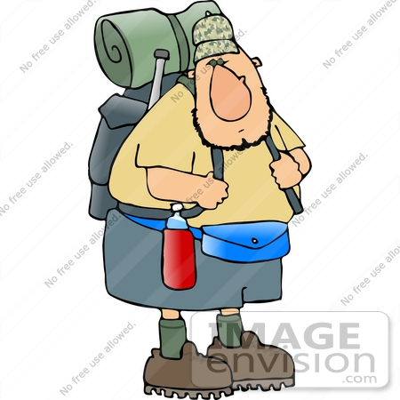 #14991 Hiker Man With Camping Gear Clipart by DJArt