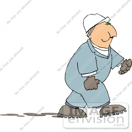 #15074 Worker in Coveralls and a Hardhat, Chewing Tobacco Clipart by DJArt
