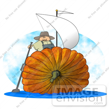 #15808 Thanksgiving Pumpkin Boat With Sails Clipart by DJArt