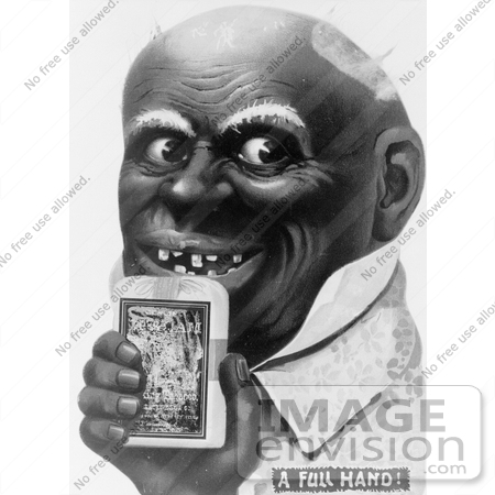 #16184 Picture of an African American Caricature Man Holding a Tobacco Pack by JVPD
