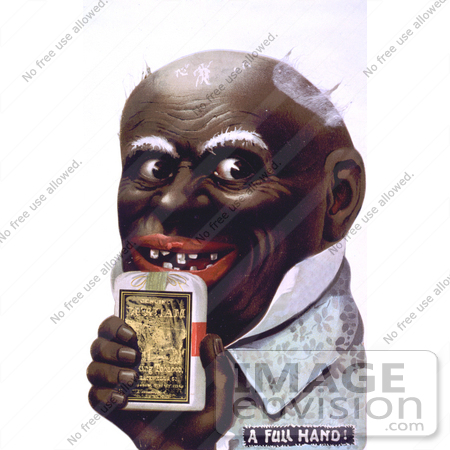 #16190 Picture of an African American Caricature Man Holding a Tobacco Pack by JVPD
