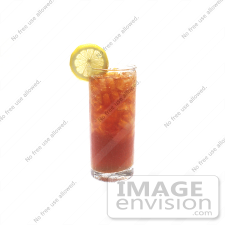 #16962 Picture of One Full Tall Glass of Iced Tea With a Lemon Wedge by JVPD