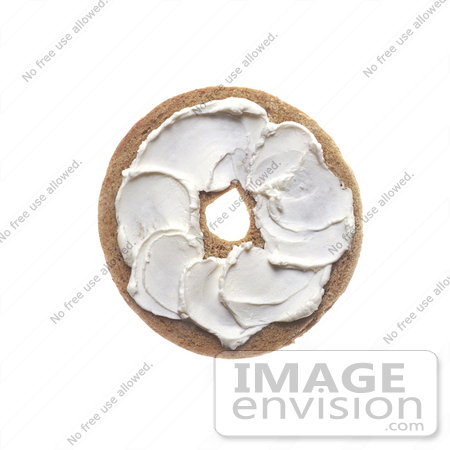 #16972 Picture of Half of a Bagel With Plain Cream Cheese Spread on Top by JVPD