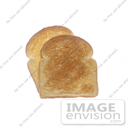 #16975 Picture of Plain and Toasted White Bread Slices Stacked on a White Background by JVPD