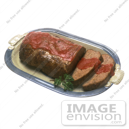 #16997 Picture of a Meatloaf With Two Slices Cut, Garnished With a Red Sauce by JVPD