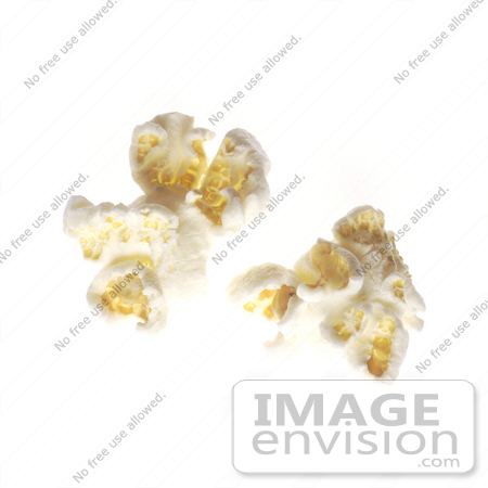#17100 Picture of Two Pieces of Popped, Unbuttered and Unsalted Popcorn by JVPD