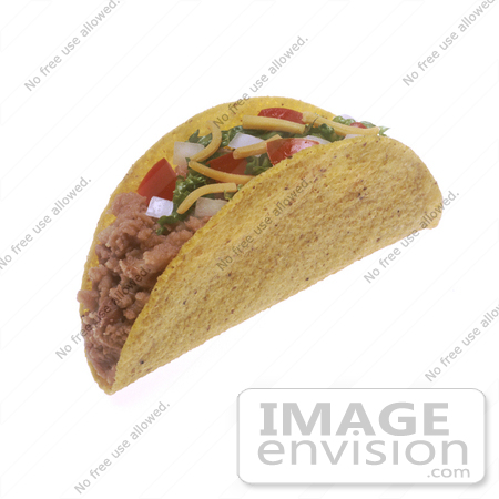 #17125 Picture of One Whole Taco With Meat, Cheese, Tomatoes, Onions and Lettuce by JVPD