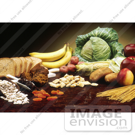#17126 Picture of a Still Life of Fruits, Vegetables, Breads, Grains and Noodles by JVPD