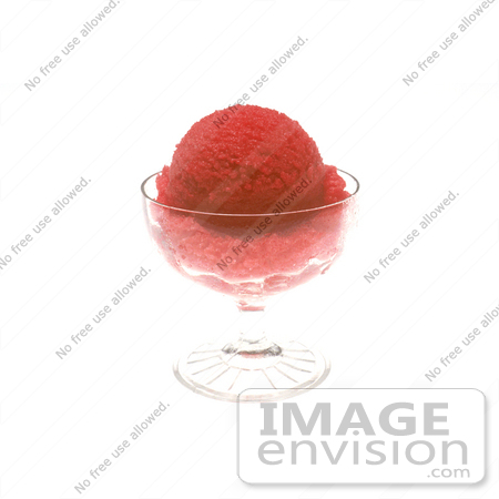 #17158 Picture of a Dessert Glass Cup Filled With a Large Scoop of Red Raspberry Sherbet Ice Cream by JVPD