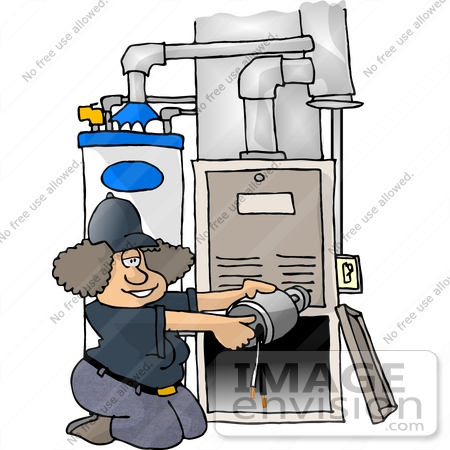 #17441 Woman Repairing a Heater Furnace Clipart by DJArt