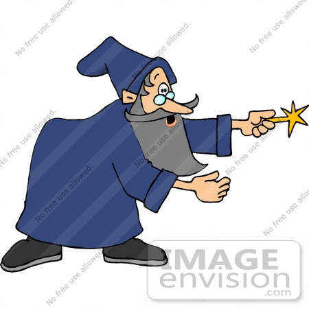 #17479 Wizard Holding a Wand Clipart by DJArt