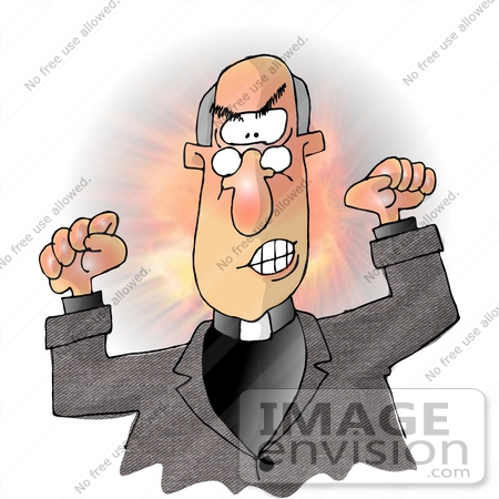 #17675 Angry Preacher Man With Clenched Fists Clipart by DJArt