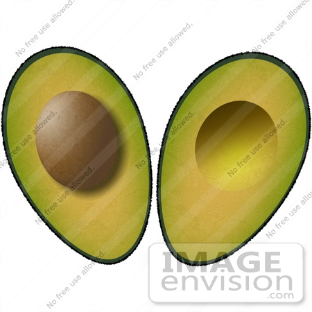#17815 Two Halves of an Avacado Showing the Seed Clipart by DJArt