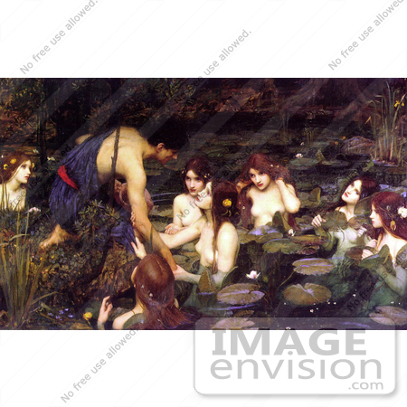 #17889 Picture of a Man With Nude Women at a Pond, Hylas and the Nymphs, by John William Waterhouse by JVPD