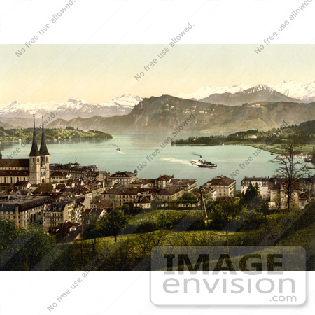 #17903 Picture of the Lucerne Village on the Lakefront, Switzerland by JVPD