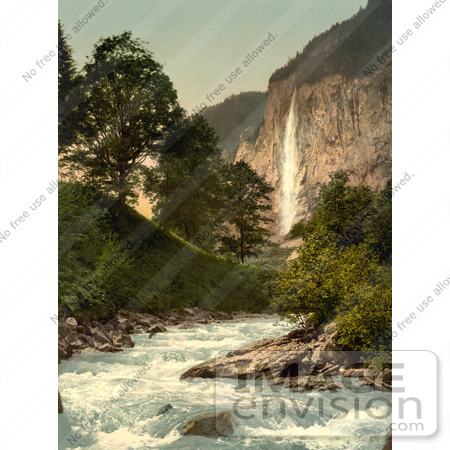 #17959 Picture of Lutschine River and Staubbach Falls, Lauterbrunnen Valley, Bernese Oberland, Switzerland by JVPD