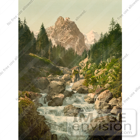 #17971 Picture of a River and Wetterhorn Mountain, Switzerland by JVPD