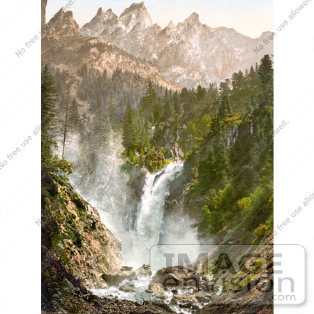 #18074 Picture of a Waterfall, Rosenlaui, Weissbach and Englehorner, Bernese Oberland, Switzerland by JVPD