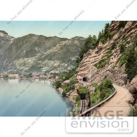 #18351 Photo of the Gothard Tunnel, Axenstrasse Road and Brunnen on Lake Lucerne, Switzerland by JVPD