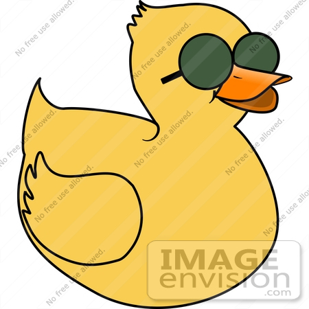 #18378 Yellow Duck Wearing Sunglasses Clipart by DJArt