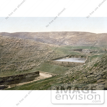 #18412 Photo of Solomon’s Pools, Pools of Solomon, Water Cisterns in Etam, Wady Urtas, Bethlehem, Holy Land, Nein, Israel by JVPD