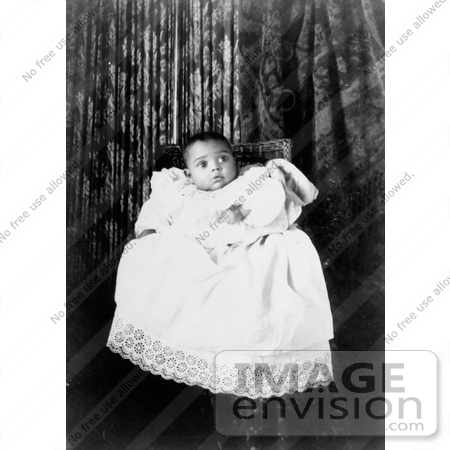 #18562 Photo of African American Baby Wearing a Christening Gown, Awaiting a Baptism by JVPD