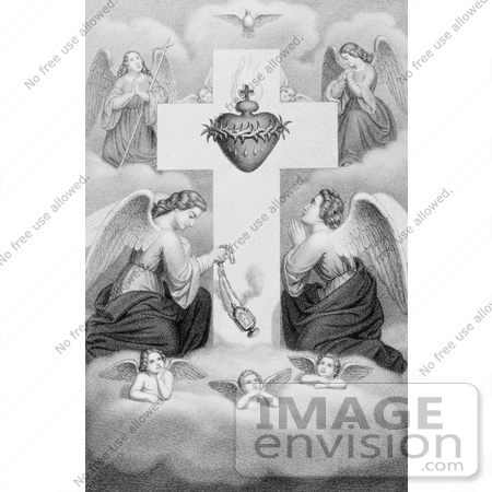 #18622 Photo of Winged Angels and Cherubs in Prayer at the Sacred Heart of Jesus Christ by JVPD