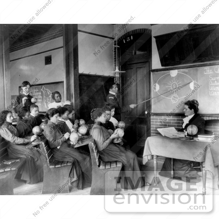 #18782 Photo of a Class of Students at Hampton Institute, Studying Astronomy by JVPD