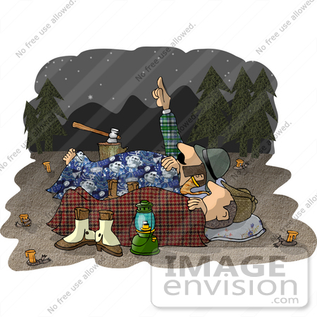 #18892 Two Male Campers Sleeping Out Under the Stars Clipart by DJArt