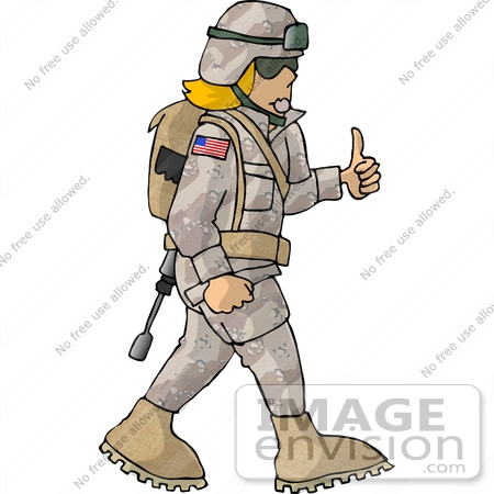 #18943 Female Soldier Giving the Thumbs Up Clipart by DJArt