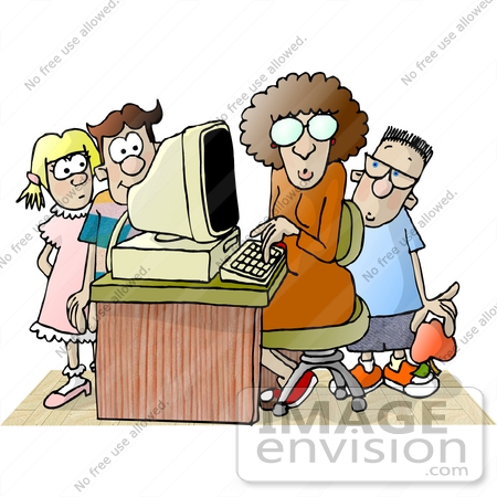computer teachers cartoon