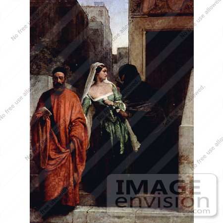 #18993 Photo of a Man in a Red Robe, Walking With a Woman in a Green Dress by JVPD