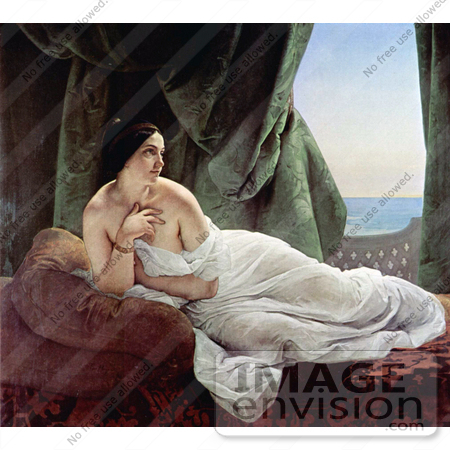 #19000 Photo of Odalisque Reclining, Nude and Wrapped in a Sheet, by Francesco Hayez by JVPD