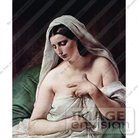 #19029 Photo of Odalisque, Nude and Draped in White Cloths by Francesco Hayez by JVPD